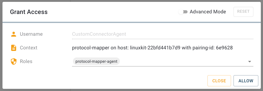 Grant Access dialog in the Admin UI.